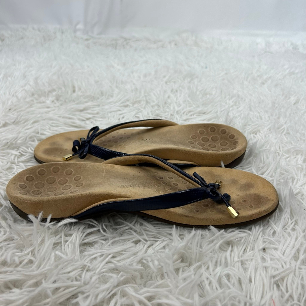 Vionic Bella Flip Flop Thong Sandals with Bow Women 10 Blue Tan Orthotic Comfort - Picture 7 of 11